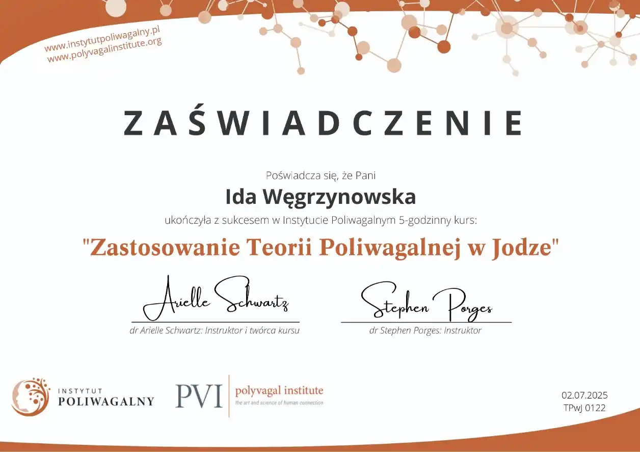 Certyfikat Zastosowanie Teorii Poliwagalnej w jodze